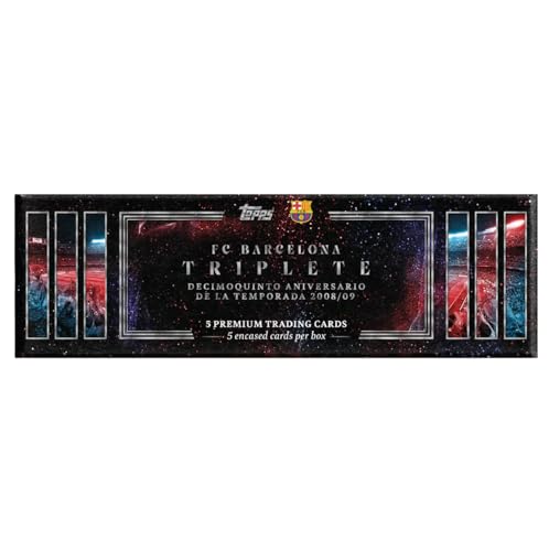 Topps - FC Barcelona 'Triplete’ 2008/09 Fußball Sammelkarten, Box mit 5 Premium Trading Cards von Topps