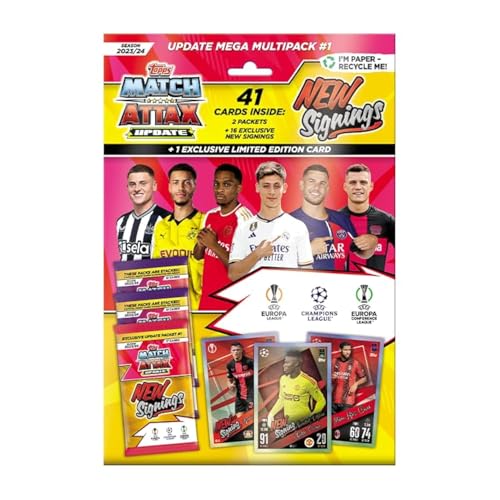 Topps Match Attax 23/24 – Update Mega Multipack #1-41 Match Attax Karten inklusive 16 Neuzugänge und einer exklusiven New Signings Limited Edition Karte! von Topps