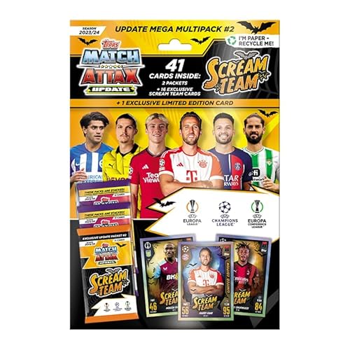 Topps Match Attax 23/24 - Update Mega Multipack #2-41 Karten, darunter 16 Neue “Scream Team” Karten und Einer exklusiven Harry Kane Limited Edition Karte! von Topps