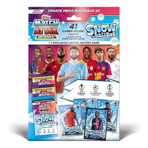 Topps Match Attax 23/24 - Update Mega Multipack #3-41 Match Attax Karten, darunter 16 Neue “Snow Baller” Karten und Einer exklusiven “Snow Baller” Randal Kolo Muani Limited Edition Karte! von Topps