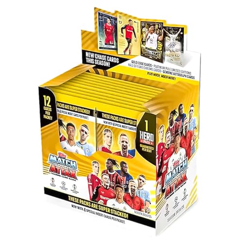 Topps Match Attax 24/25 Komplette Box enthält 24 Pakete (288 Karten) Plus achten Sie auf spezielle Helden-Pakete (1 garantiert pro Box). von Topps