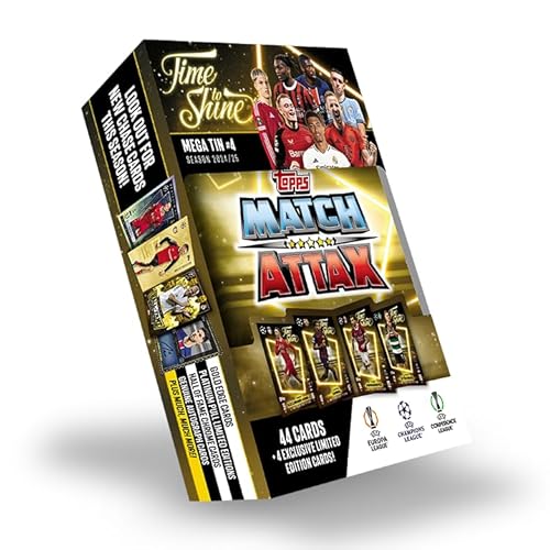 Topps Match Attax 24/25 - Mega Tin 'Time to Shine' - Tin 4 - Enthält 44 Match Attax Karten Plus 4 Exklusive LE's - Trent Alexander-Arnold, Lamine Yamal, Theo Hernández und Viktor Gyökeres! von Topps