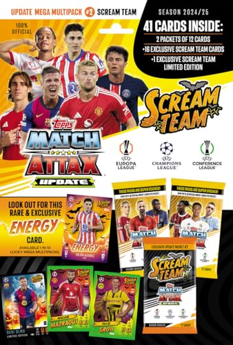 Topps Match Attax 24/25 - Update Mega Multipack #2 - Scream Team! 41 Match Attax Karten, darunter 16 Scream Team Karten und eine Exklusive Dani Olmo Scream Team LE! von Topps