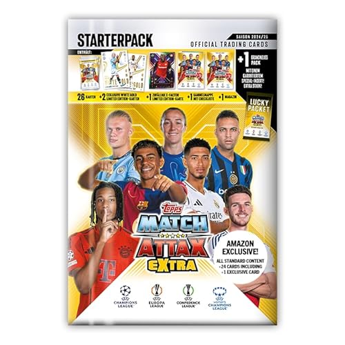 Topps Match Attax Extra 2025 - Amazon Exklusives Starter Pack! 54 Karten, darunter 3 LE's, eine garantierte Platinum Pull LE und vieles mehr! von Topps