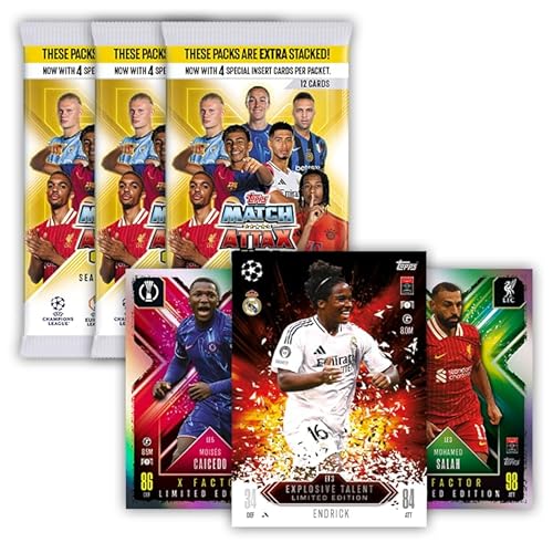 Topps Match Attax Extra 2025 - Eco Pack - Reduced Packaging Version 39 Karten inklusive 2 zufälligen X Factor LE Karten plus eine Explosive Talent Exclusive Edition Karte von Topps