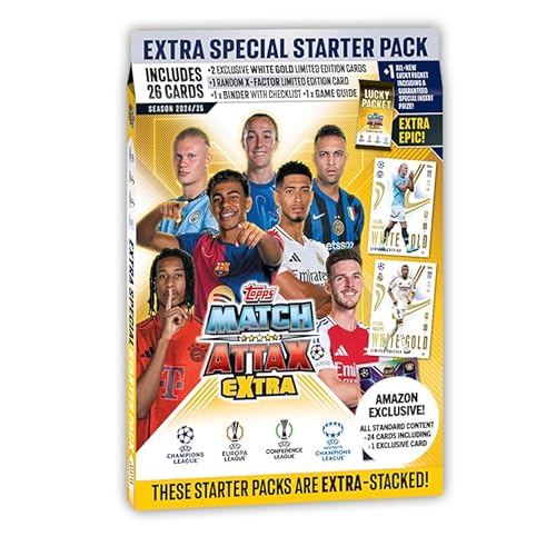 Topps Match Attax Extra 2025 - Exklusives Starterpaket von Amazon!54 Karten, darunter 3 LE's, ein garantierter Platinum Pull LE plus vieles mehr! von Topps