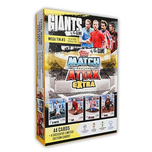 Topps Match Attax Extra 2025 - Mega Tin #3 - Giants of The Game! 48 Karten, darunter 4 Exklusive Giants of The Game LE-Karten. Halte Ausschau nach Reliktkarten in den Glücksdosen! von Topps