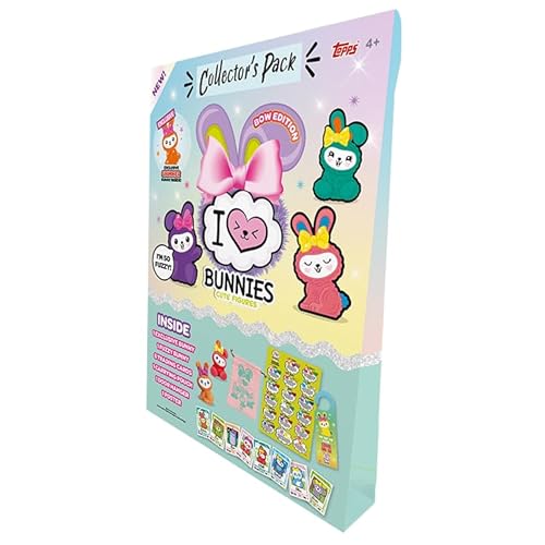 Topps Neu! I Love Bunnies (Bow Edition) - Collector's Pack - enthält 2 Bunny Figuren (einschließlich des exklusiven Shimmer Bunny) eine Tragetasche, Türhänger, cooles Poster plus 8 Sammelkarten! von Topps