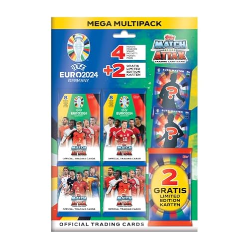 Topps Official Euro 2024 Match Attax - Mega Multipack - enthält 32 Euro 2024 Match Attax Karten Plus 2 zufällige Limited Edition Karten. von Topps