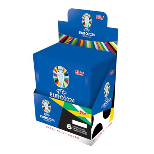 Topps Offizielle EURO 2024 Sticker Collection - Full Box Bundle - 200 Päckchen Euro 2024 Aufkleber in 4 vollen Boxen (50 Pakete pro Box) 1200 Aufkleber pro Bündel von Topps