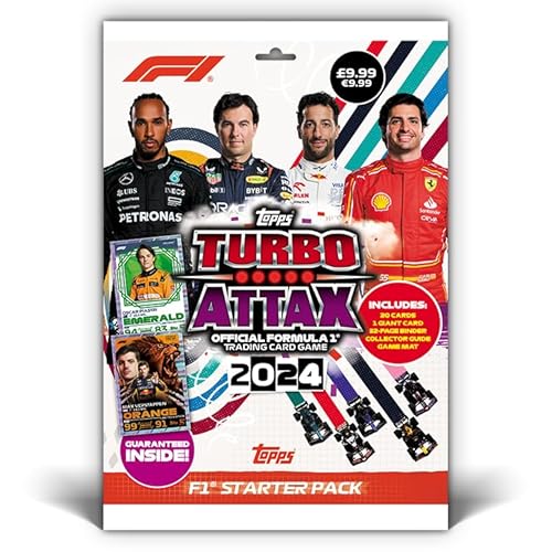 Topps Turbo Attax Formel 1 2024 - Starter Pack - enthält 20 Karten, darunter einen Verstappen Orange Dutch Lion LE und eine Piastri Emerald LE-Karte von Topps