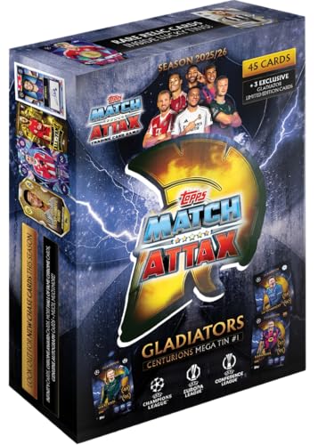 Topps UCC Match Attax 2025/26 - Mega Tin - Centurions - Enthält 45 Match Attax Karten plus 3 exklusive Gladiators LE-Karten Topps UCC Match Attax 2025/26 - Mega Tin - Centurions - Enthält 45 Match Attax Karten plus 3 exklusive Gladiators LE-Karten von Topps
