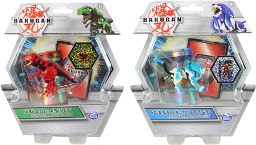 Bakugan Deluxe Sammelfiguren-Bündel mit 2 Karten und Münzen in jeder Packung – Trox Red & Hydorous Blue von Toptoys2u Bargain Bundles