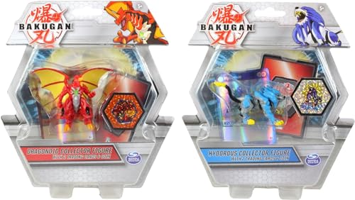 Bakugan Deluxe Sammelfiguren-Bündel mit 2 Karten und Münzen in jeder Packung – Dragonoid Red & Hydorous Dark Blue von Toptoys2u Bargain Bundles