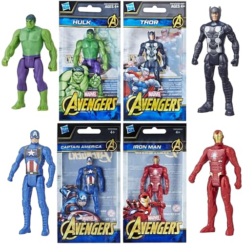 Toptoys2u Bargain Bundles Marvel-Avengers Miniatur-Actionfiguren, beweglich, 9,5 cm, Set mit allen 4 Stück, Hulk, Thor, Captain America und Iron Man von Marvel