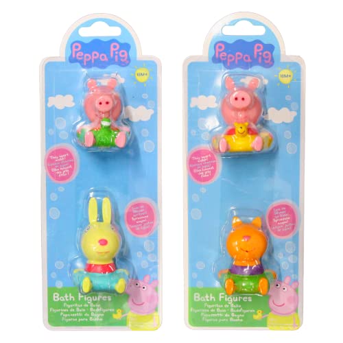 Peppa-Pig 7 cm Badespritzer-Set, 4 Stück, George, Rebecca Hase, Peppa, Candy Cat von Toptoys2u Bargain Bundles