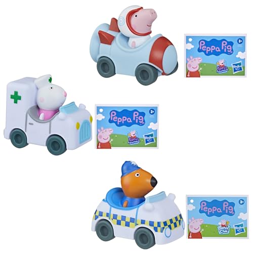 Peppa Pig - Little Buggies Character Play Vehicle Sets - Suzy Sheep In Ambulance, Freddy Fox In Police Car & Peppa Pig Astronaut - Set 6 von Toptoys2u Bargain Bundles