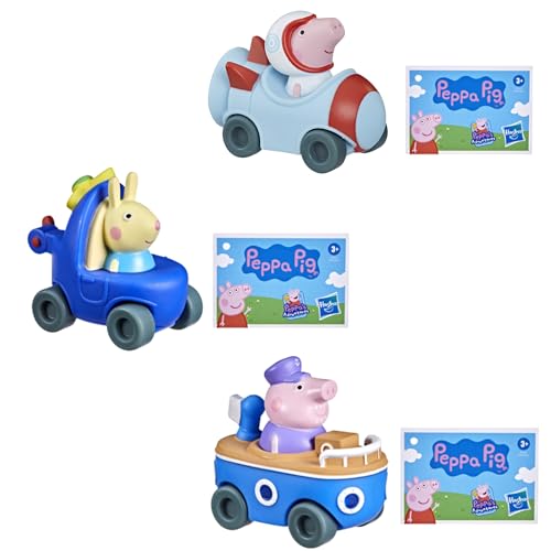 Peppa Pig – Little Buggies Charakter-Spielfahrzeug-Sets – Peppa Pig Astronaut, Rebecca Hase im Hubschrauber & Daddy Pig im Boot – Set 2 von Toptoys2u Bargain Bundles