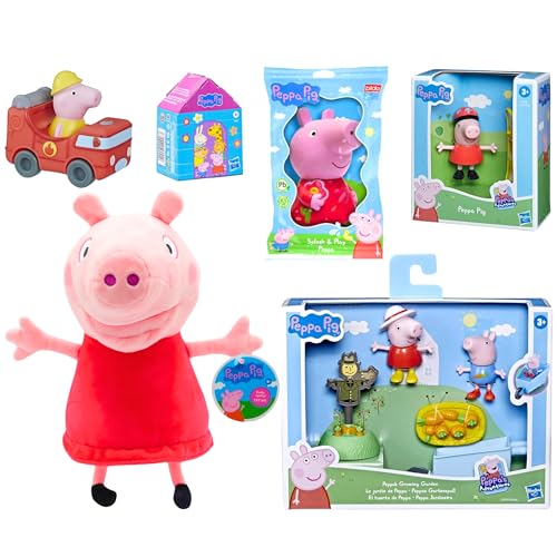 Peppa Pig Mega-Bundle mit Aufschrift "Mummy Pig in Ambulance Buggy, Blind Box-Figur, Badespritzer, Peppa Pig Skateboard, 28 cm, bestickt, Peppa & Peppa's Growing Garden, 6-teiliges Set von Toptoys2u Bargain Bundles