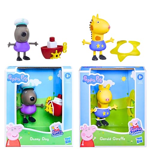 Toptoys2u Schnäppchenbündel Peppa Pig – 7,6 cm große, bewegliche Figur und Zubehör-Sets – Danny Dog & Gerald Giraffe von Peppa Pig