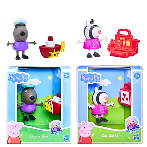 Peppa Pig - 7,6 cm große, bewegliche Figur und Zubehör-Sets – Danny Dog & Zoe Zebra von Peppa Pig