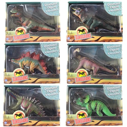 Toptoys2u Bargain Bundles Dinosaurier-Action-/Spielfiguren-Set mit 6 Stück – Tyrannosaurus Rex, Stegosaurus, Triceratops, Brontosaurus, Tuojiangosaurus Multispinus und Yangchuanosaurus von Toptoys2u Bargain Bundles