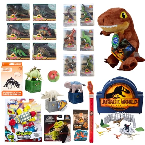 Toptoys2u Bargain Bundles Dinosaurier-Spielfiguren & Zubehör-Set – 23-teiliges Rawrsome Dino Megabundle – Spielfiguren, Spielsets, Plüsch, Puzzle und Zubehör von Toptoys2u Bargain Bundles