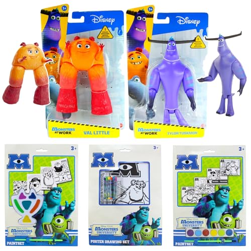 Toptoys2u Bargain Bundles Disney Spielfiguren- und Zubehörpaket – 5-teiliges Monster Saver Bundle – Val Little & Tylor Tuskmon bewegliche Actionfiguren, 2 Farbsets & Posterzeichnungsset von Toptoys2u Bargain Bundles