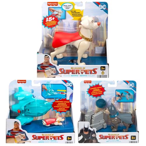 Toptoys2u Bargain Bundles League of Super Pets Spielzeug-Actionfiguren & Zubehör-Set – 3-teiliges Set 1 Bundle – Talking Krypto, Super Launch Krypto & Disk Launch Ace von Toptoys2u Bargain Bundles