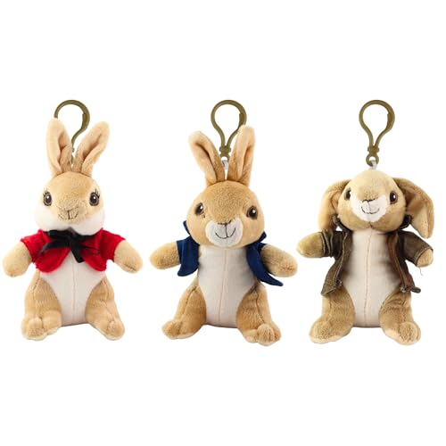 Toptoys2u Bargain Bundles Peter Rabbit Taschenclips, super weich, Geschenk, Qualität, 12 cm, bestickt, 3 Stück – Peter Rabbit, Flopsy und Benjamin von Toptoys2u Bargain Bundles