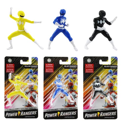 Toptoys2u Bargain Bundles Power Rangers-Set in limitierter Auflage 2-2,5 6,5 cm große Minifiguren, 3er-Set (Schwarz, Blau) von Toptoys2u Bargain Bundles