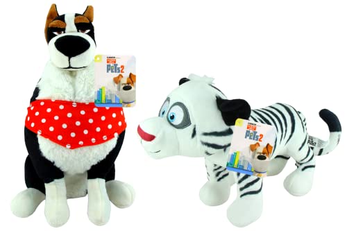 Toptoys2u Bargain Bundles Secret Life Of Pets Plüschtier, Hahn, der walisische Schäferhund und Hu der weiße Bengal-Tiger, 2-28 cm, 2 Stück von Toptoys2u Bargain Bundles