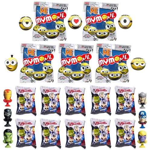 Toptoys2u Bargain Bundles Spielzeug Miniatur Figur Mystery Mitgebsel Sorte Set - 15-teiliges Mitgebsel Bundle - 5x MyMoji Beutel & 10x Megapopz Tüten von Toptoys2u Bargain Bundles