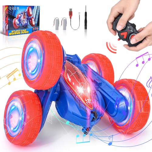 Toptrend Spider Ferngesteuertes Auto, RC Autos für 8+ jährige Jungen, Doppelseitiges Fahren 360-Grad-Flips RC Stunt Cars mit Cooler Lichtmusik, Perfektes Kinderauto Spielzeug Geschenke zum Geburtstag von Toptrend