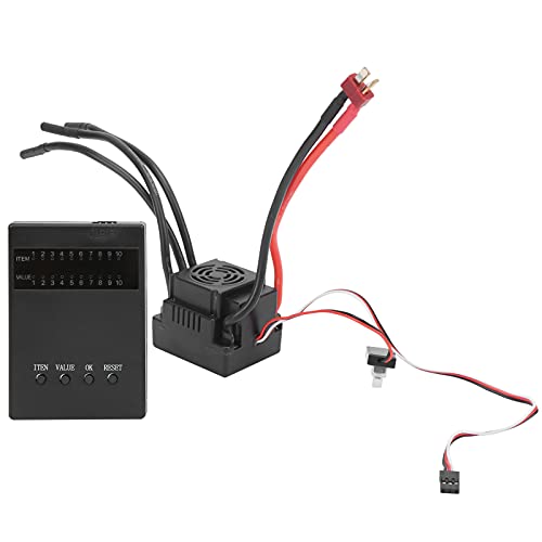 Topyond 120 A bürstenloser Regler mit Kühlgebläse, programmierbarer Karte und 600 A Spitzenstrom für RC-Brushless-Motor-Setup, kompatibel mit 2 bis 4S LiPo für 1/8 1/10 RC-Cars von Topyond