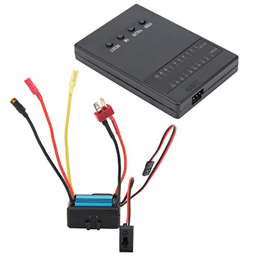 Topyond 35 A bürstenloser ESC, elektrischer Geschwindigkeitsregler für 1/18 1/16 RC-Car-Modell, Hochstrom 100 A, BEC-Ausgang 5,8 V/3 A, Upgrades für SCX24 bürstenloser Motor und (Blau) von Topyond