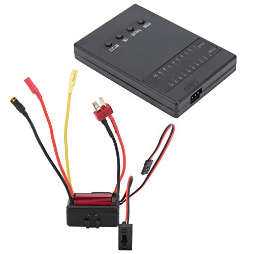 Topyond 35 A bürstenloser ESC, elektrischer Geschwindigkeitsregler für 1/18 1/16 RC-Car-Modell, Hochstrom 100 A, BEC-Ausgang 5,8 V/3 A, Upgrades für SCX24 bürstenloser Motor und (Rot) von Topyond