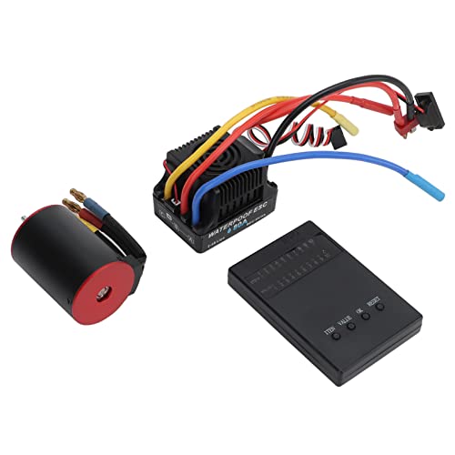 Topyond 3650 3900KV bürstenloser Motor, 80 A wasserdichtes ESC-Set, hocheffizienter wasserdichter bürstenloser Motor für 1/10 1/8 RC-Autos, LKWs, Geländefahrzeuge von Topyond