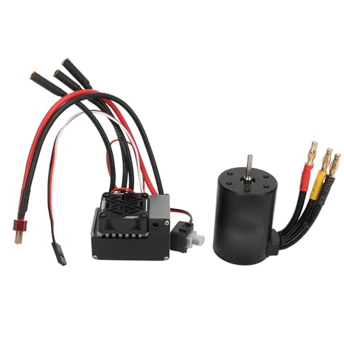 Topyond 3650 bürstenloser Motor 60 A ESC Combo für 1/10 RC-Car, 3900 kV bürstenloser Hochgeschwindigkeits-Elektromotor mit XT60-Anschluss, kompatibel mit 2 bis 3S Li-Akku (3900KV) von Topyond