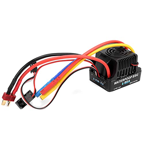 Topyond RC 60 A bürstenloser elektronischer Geschwindigkeitsregler ESC für 1/8 1/10 ferngesteuertes Auto, 320 A Spitzenstrom, BEC 6 V/5 A Ausgang für bürstenlosen RC-Rennsport von Topyond