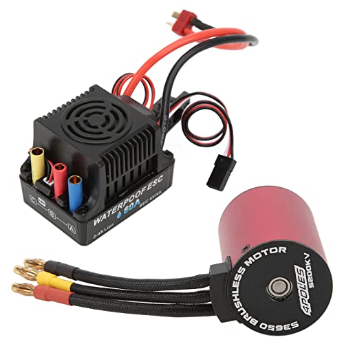 Topyond RC BISSLEIN Motor ESC Combo, 60A ESC S3650 5200KV BIRSLEIN Motor KIT FÜR 1/10 RC -Auto -LKW -Crawler, hohe Geschwindigkeit, robuste Leistung, Leichtgewicht von Topyond