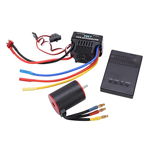 Topyond RC -Motor, 3650 3900 kV Wasserschutzbürblermotor mit 60A ESC und Programmierkarte für 1/8 1/10 RC -Auto, Hochleistungstrustermotor und ESC -Kombination von Topyond