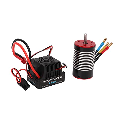 Topyond RC Motor, 3660 3300 kV bürstenloser Motorkit mit 80A ESC, hohe Leistung, wasserdicht und Haltbarkeit für 1/10 RC Auto Upgrade von Topyond