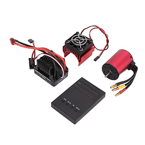 Topyond RC S3650 2300 kV bürstenloser Motor Set mit 60A ESC, Aluminium -Kühlkörper und Lüfter für 1/10 RC -Auto -Rennen, beinhaltet Programmierkarte für Geschwindigkeits von Topyond