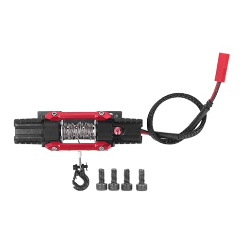 Topyond RC-Winde, Aluminiumlegierung, elektrische Doppelmotor-Simulationswinde für Axial SCX10 90046 D90 1/10 RC-Auto, 6 bis 8 V (Rot) von Topyond