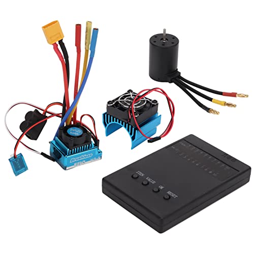 Topyond RC bürstenloser Motor, 3650 2300 kV bürstenloser Motor und 120A ESC mit Kühlventilator und Programmierkarte für 1/10 1/8 RC Wasserwasser Abstoßung und Hochdurchlässigkeit von Topyond