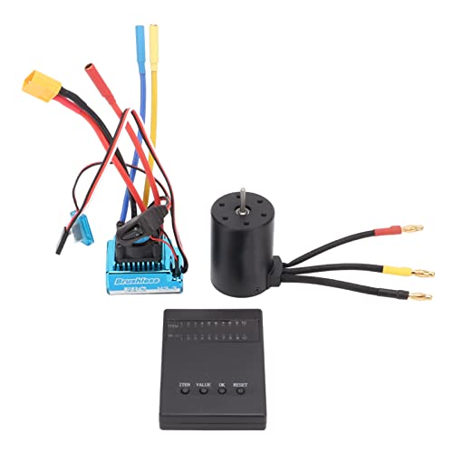 Topyond RC bürstenloser Motor, 3650 Motor Kit 2300KV, One -klick -Einstellungen Wasserschutzmittel RC bürstloser Motor -ESC -Kombination mit Programmierkarte für 1/10 1/8 RC -Auto von Topyond