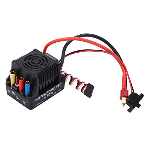 Topyond RC bürstenloser Motor, 60A bürstenloser ESC wasserdicht mit ausgezeichneter Beschleunigung und effizientes Arbeiten für 1 10 RC -Auto T -Stecker schwarzer Esc von Topyond