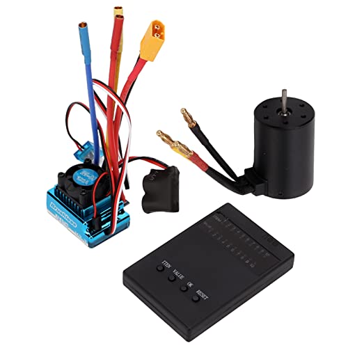 Topyond RC bürstenloser Motor, RC bürstenloser 120A XT60 Plug ESC 3650 3600KV Motor Kit mit Programmierkarte für 1/8 1/10 RC -Auto, hohe Leistung und einfaches Setup von Topyond