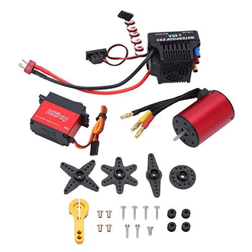 Topyond RC bürstenloser Motor, S3650 2300 kV Wasserschutzfreier Motor mit 60A ESC und 25 kg Metallservo für 1/10 RC -Auto von Topyond